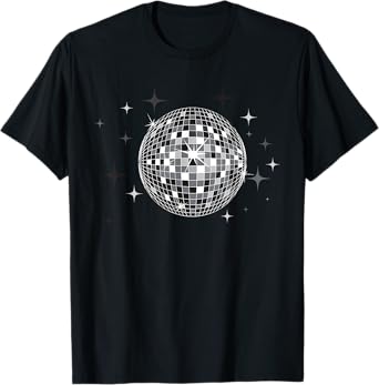 Black and White Disco Ball Club Retro T-Shirt