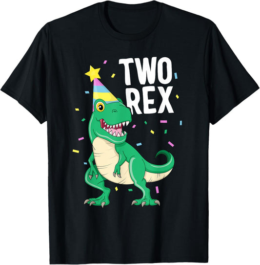 Two Rex 2nd Birthday Boy T-Rex Dinosaur Party Happy Second T-Shirt