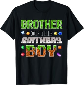 Brother Of The Birthday Boy Game Pixel Number Birthday Party T-Shirt