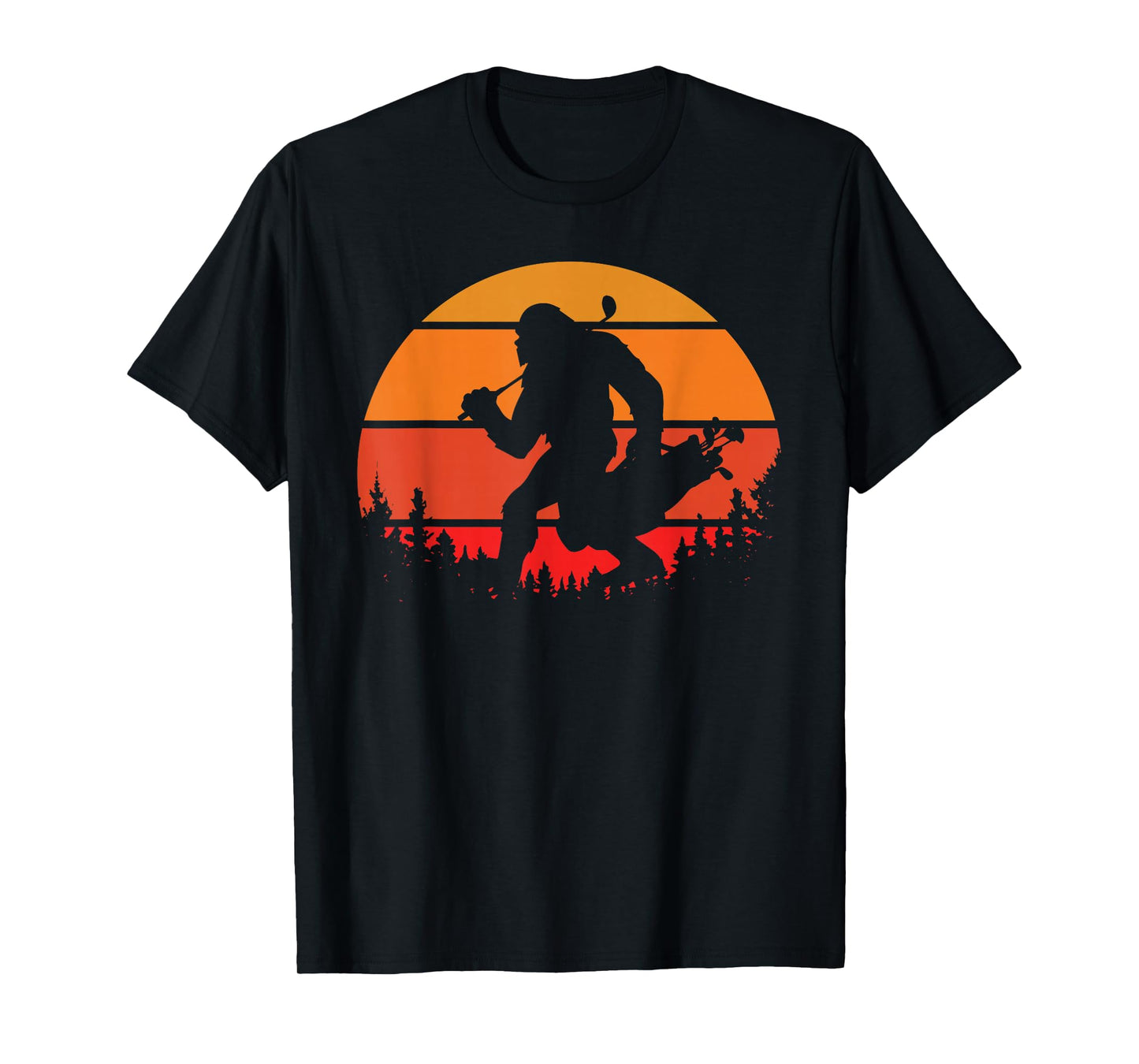 Funny Bigfoot Golf Retro Sasquatch Playing Golf T-Shirt