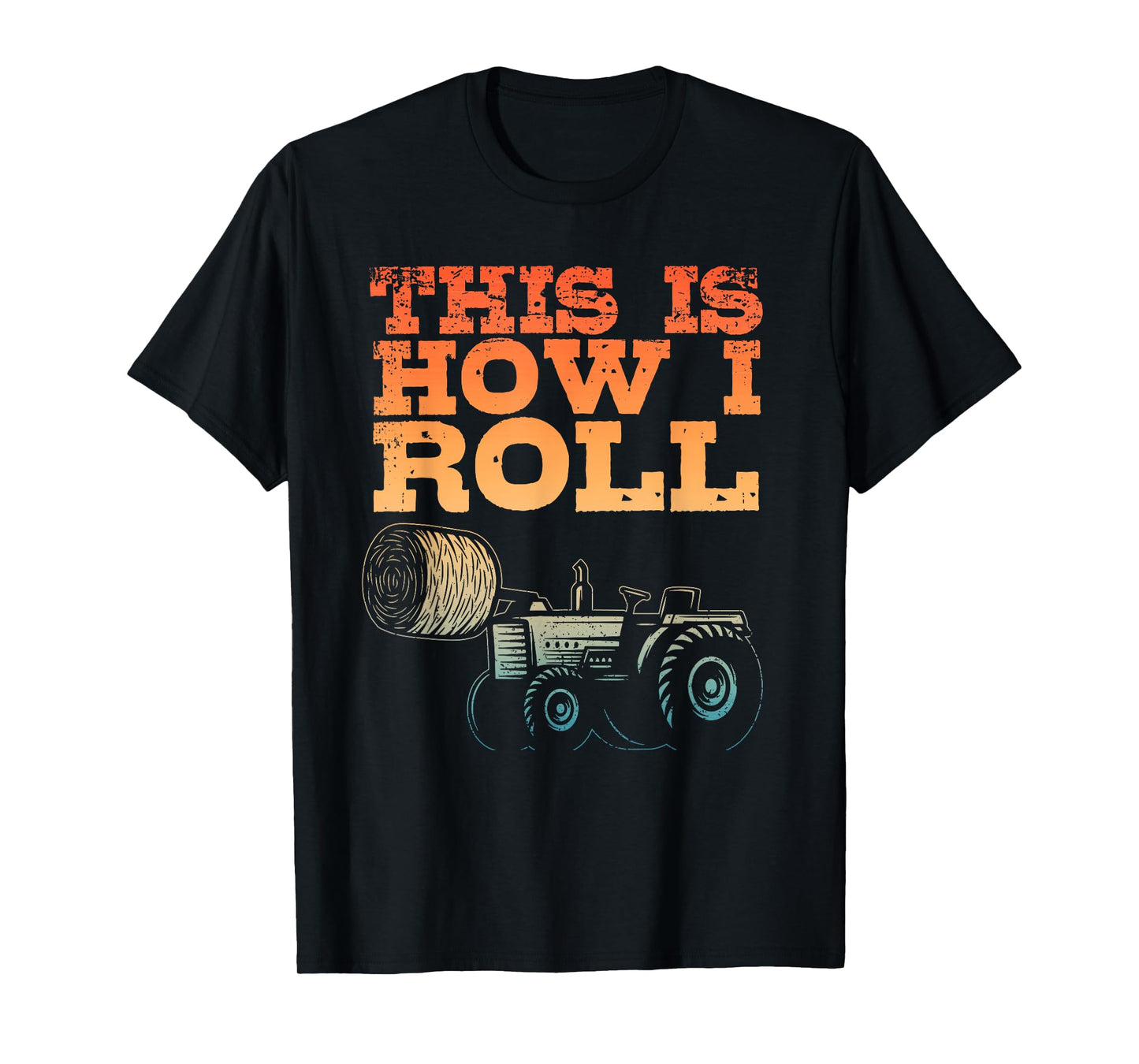 Farmer Art For Men Women Tractor Farming Hay Bale Cow Farmer T-Shirt