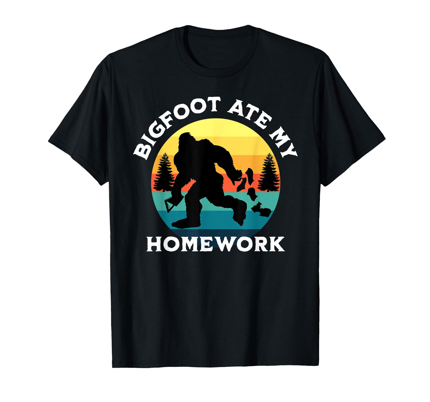 Vintage Retro Bigfoot Ate My Homework Funny Sasquatch T-Shirt