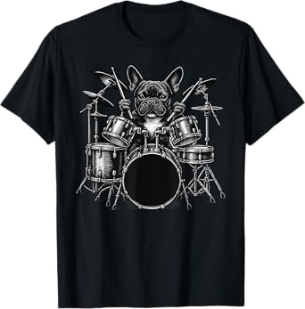 French Bulldog Playing Drums Drummer Dog Lover T-Shirt