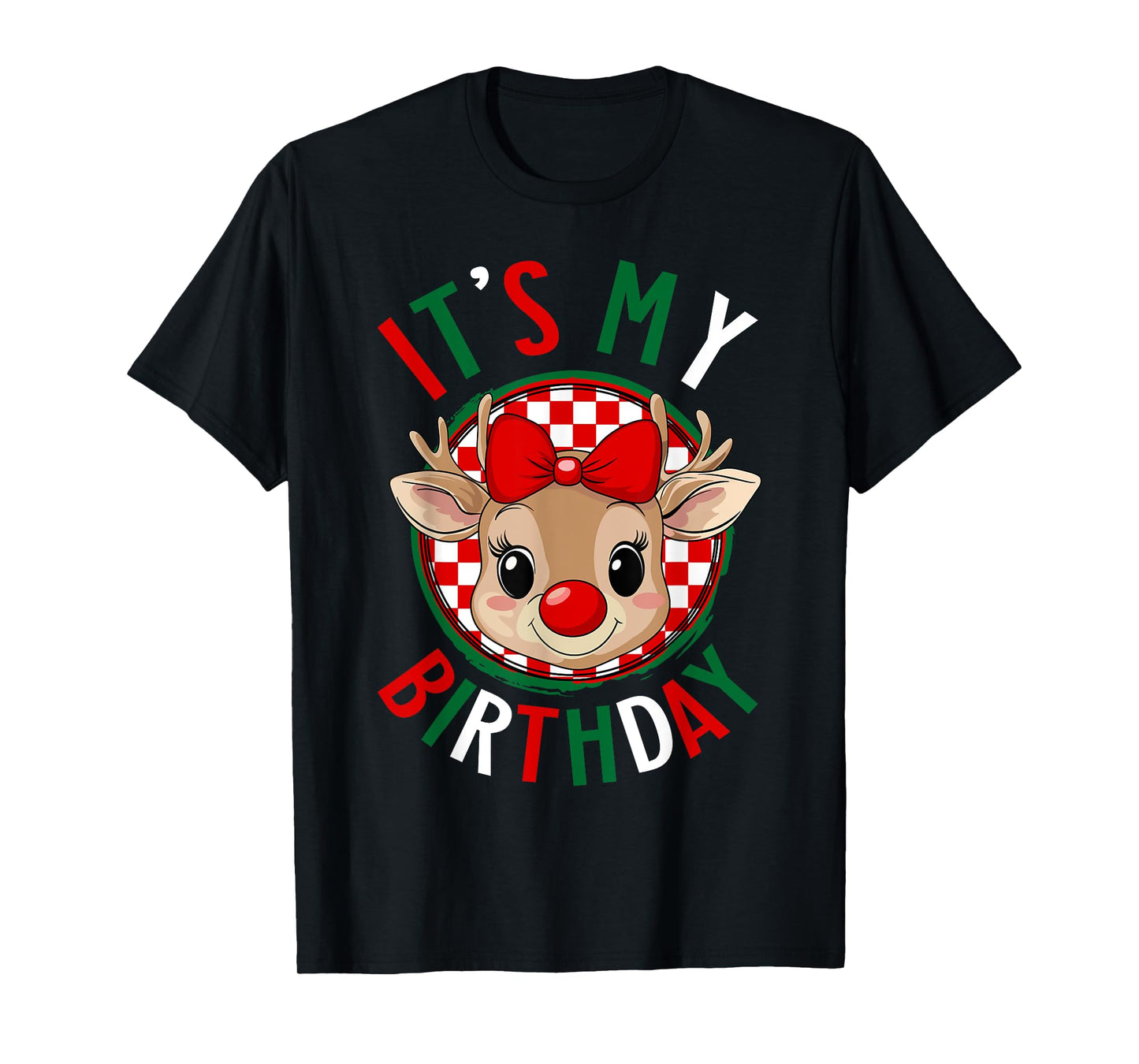 It's My Birthday Reindeer Christmas Pajamas Women Girls T-Shirt