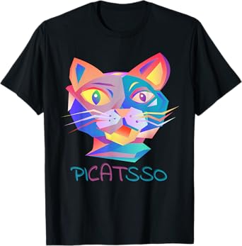 BANANOLOGY Picasso Art Cat T-Shirt | Funny Abstract Cat T-Shirt