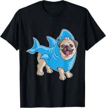 Pug Shark Shirt Funny Dog Suit Puppy Great White Gift T-Shirt