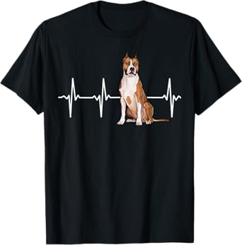 American Staffordshire Terrier Heartbeat Dog Lover T-Shirt