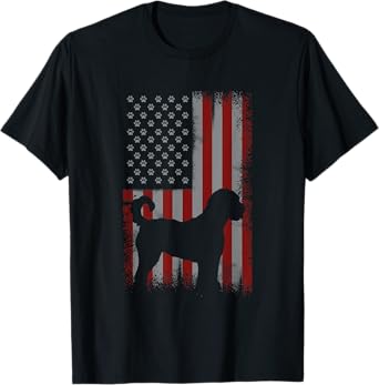 Patriotic American Flag Golden Doodle Lover Gift Men Women T-Shirt