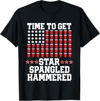 4th Of July Gift Beer Pong American Flag Drinking T-Shirt