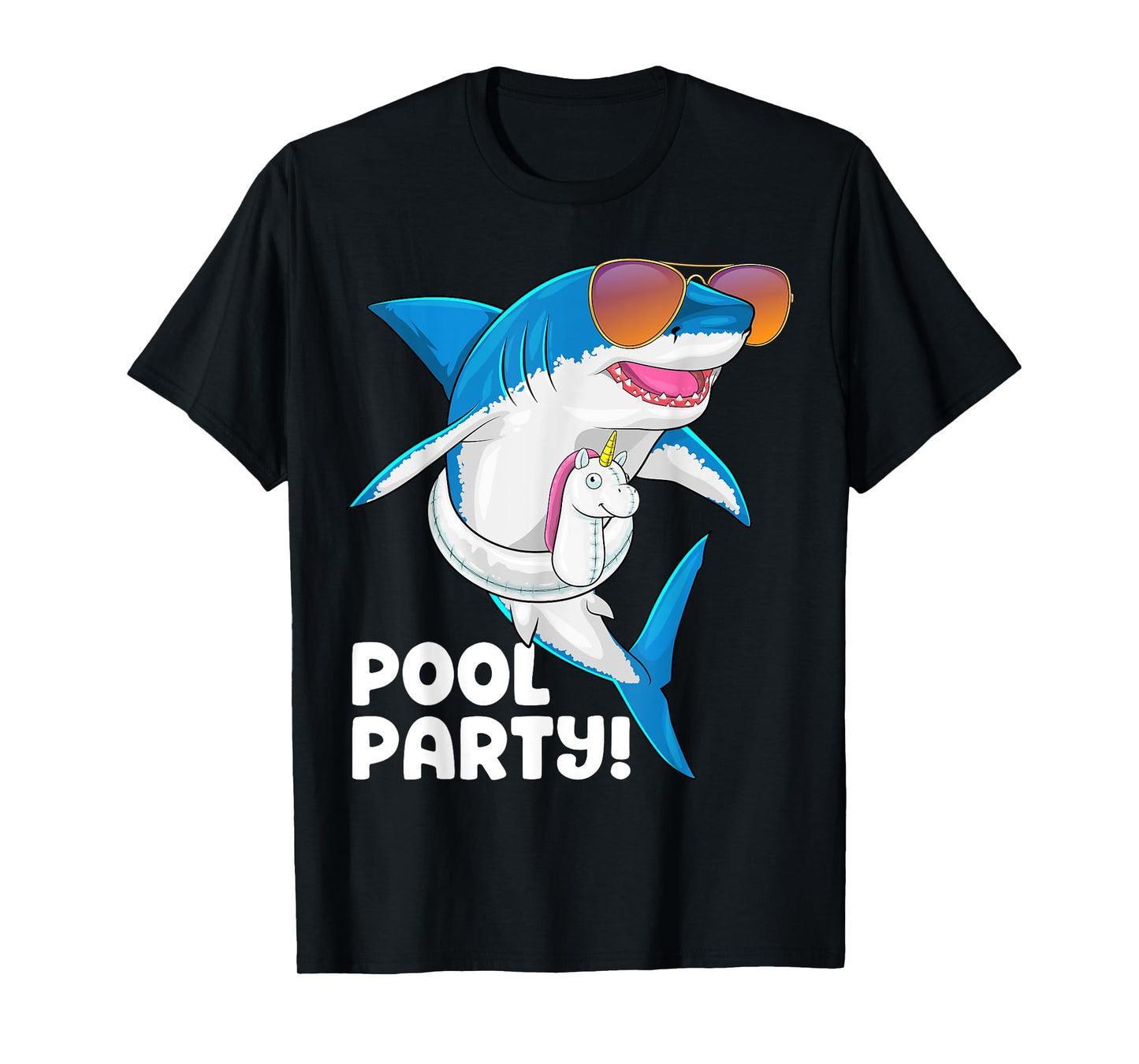 Pool Party Unicorn Float Summer Vacation Funny Shark Swim Men Women Girls Kids T-Shirt