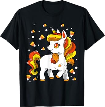 Kids Unicorn Candy Corn Shirt Girls Halloween T-Shirt