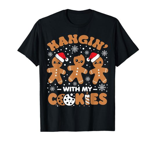 Hangin With My Cookies Gingerbread Women Christmas Teacher T-Shirt