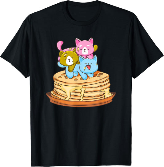 Pansexual Flag Cats Pancakes Queer Non Binary Funny LGBTQ T-Shirt