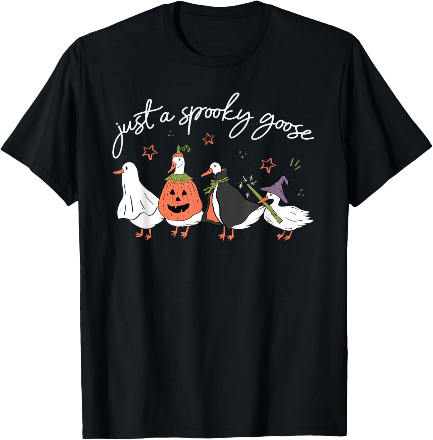 Funny Just a Spooky Goose Silly Goose Duck Ghosts Halloween T-Shirt