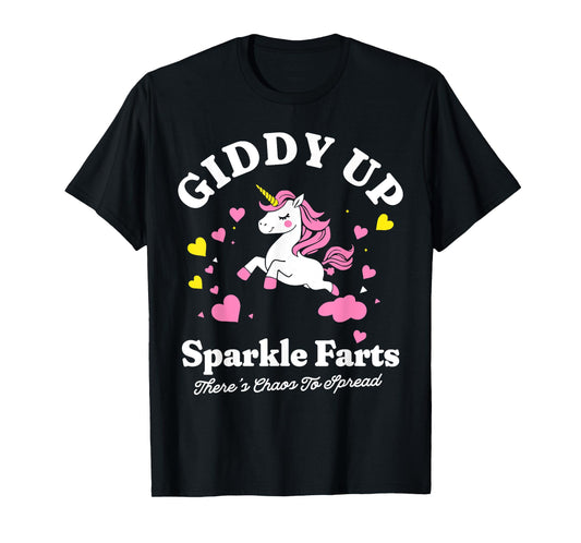 Giddy Up Sparkle Farts Funny Unicorn Chaos Design T-Shirt