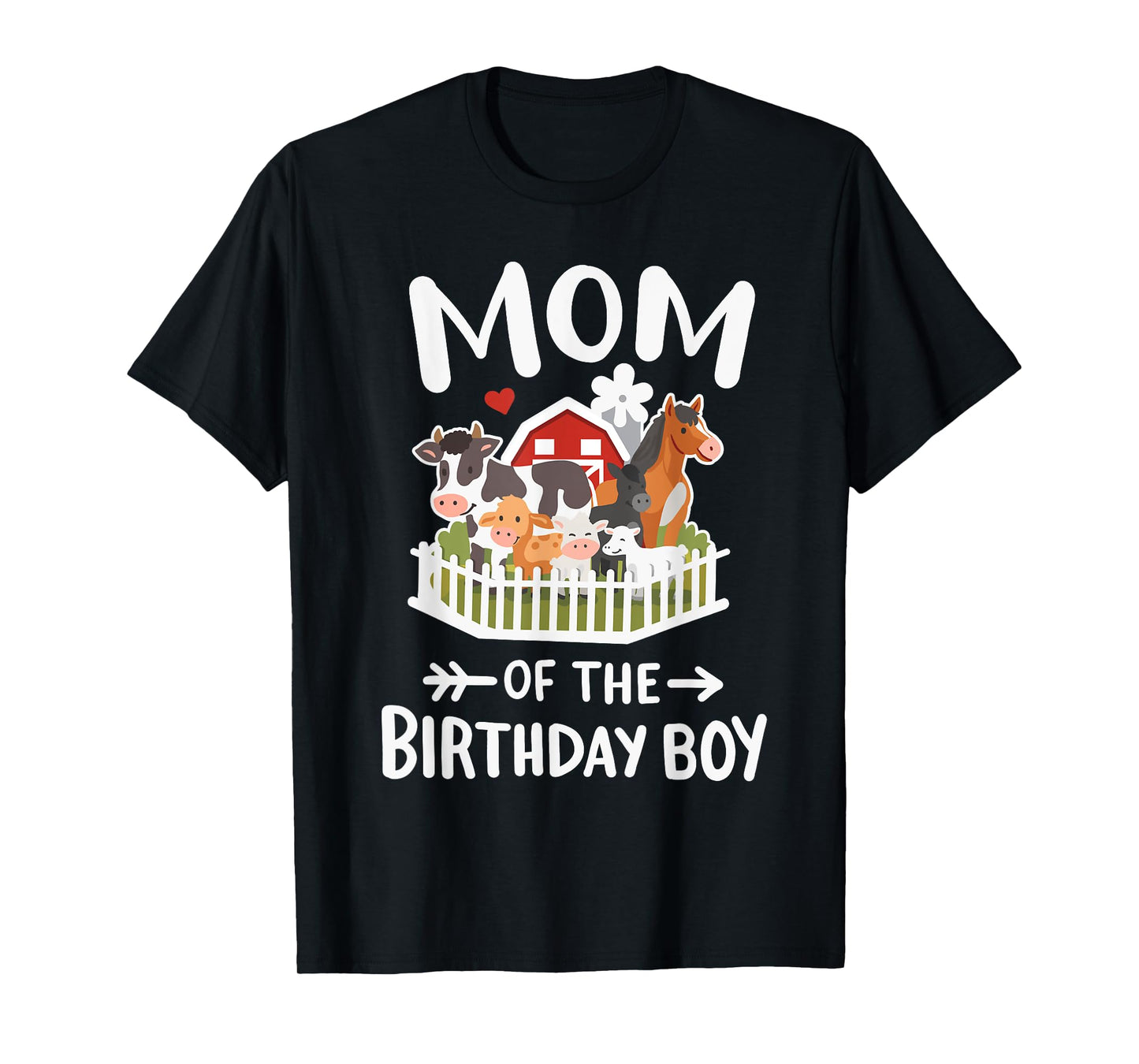 Mom Of The Birthday Boy Farm Animals Bday Family Matching T-Shirt