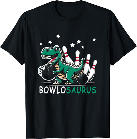 Funny Bowler Bowlosaurus T-Rex Dinosaur Playing Bowling T-Shirt