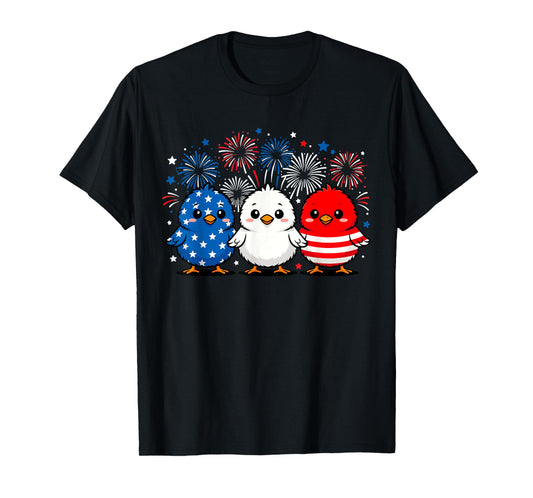 Chicks USA Flag Patriotic Chicken Lover 4th of July America T-Shirt