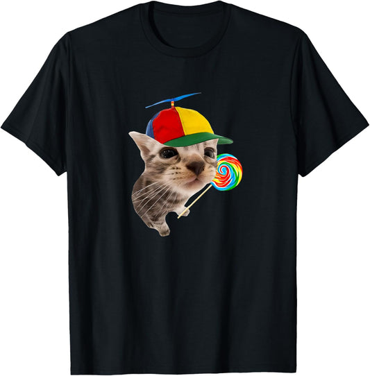 Silly Cat With Lollipop Meme T-Shirt