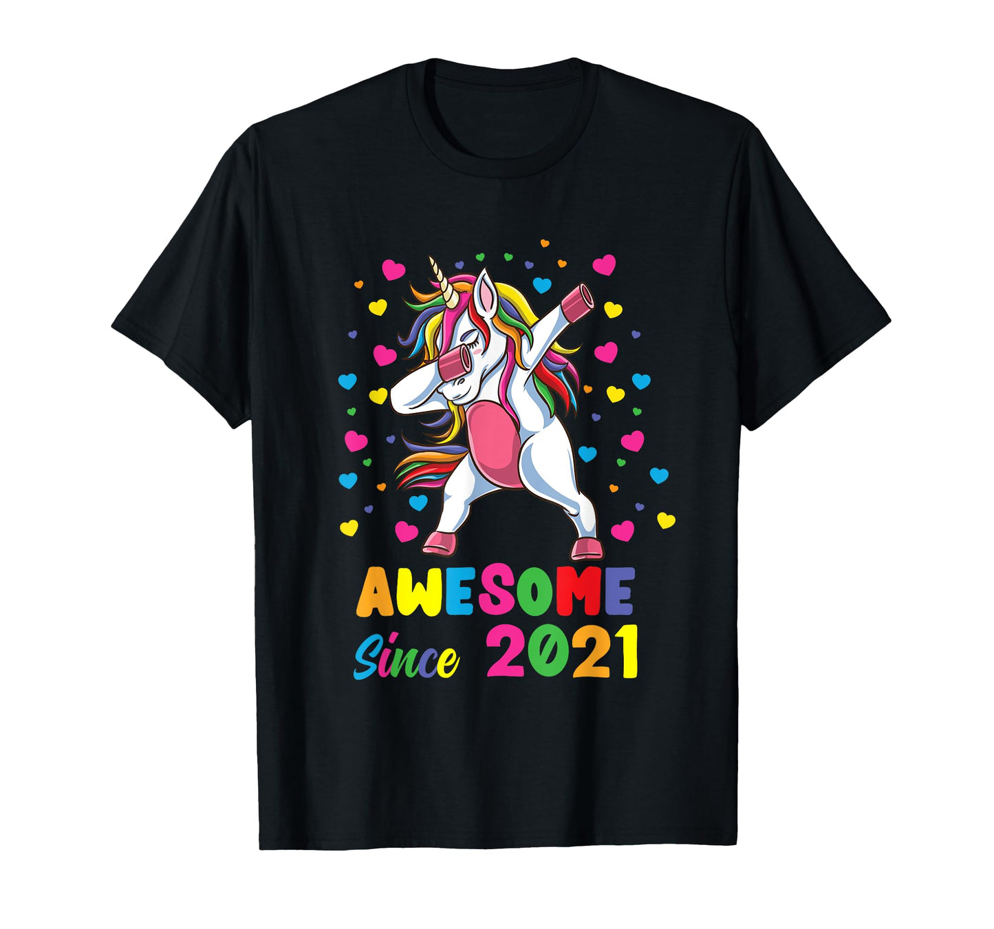 Awesome Since 2021 Dabbing Unicorn 1st Birthday T-Shirt