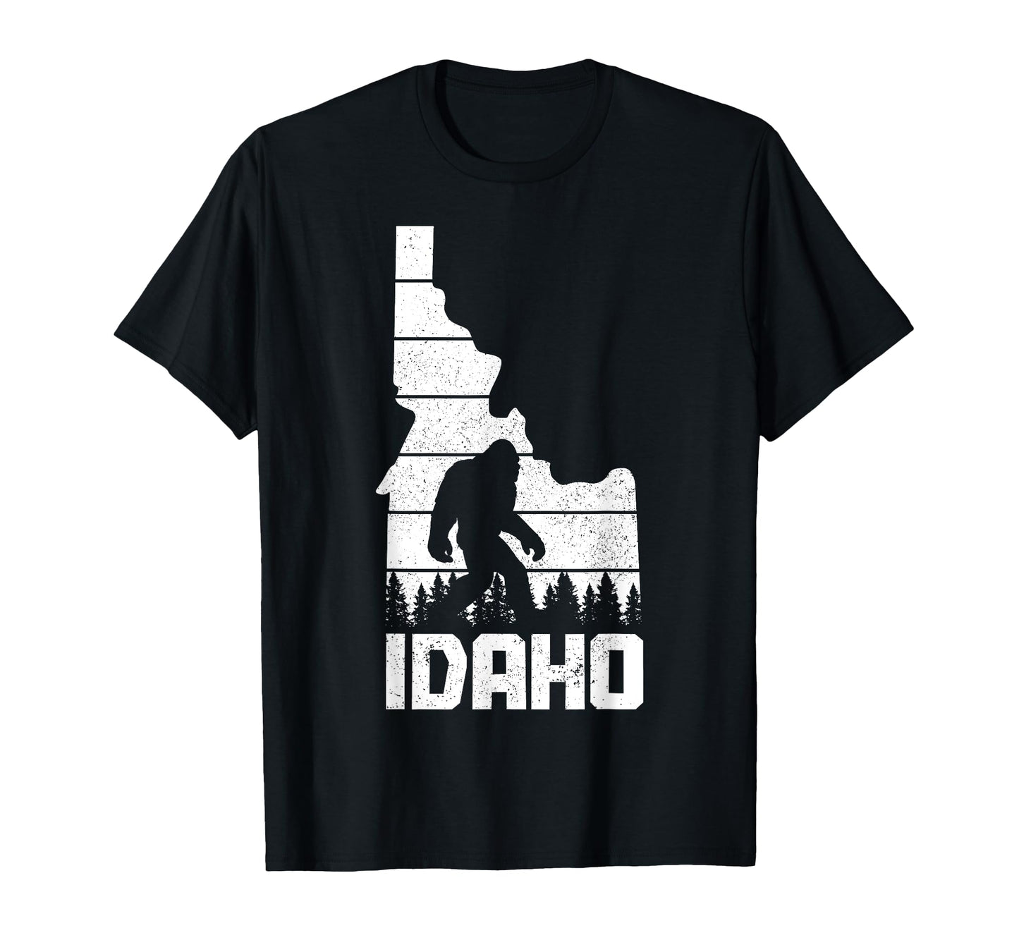 Idaho Bigfoot State Map Hunting Hunter Funny Pride Vintage T-Shirt