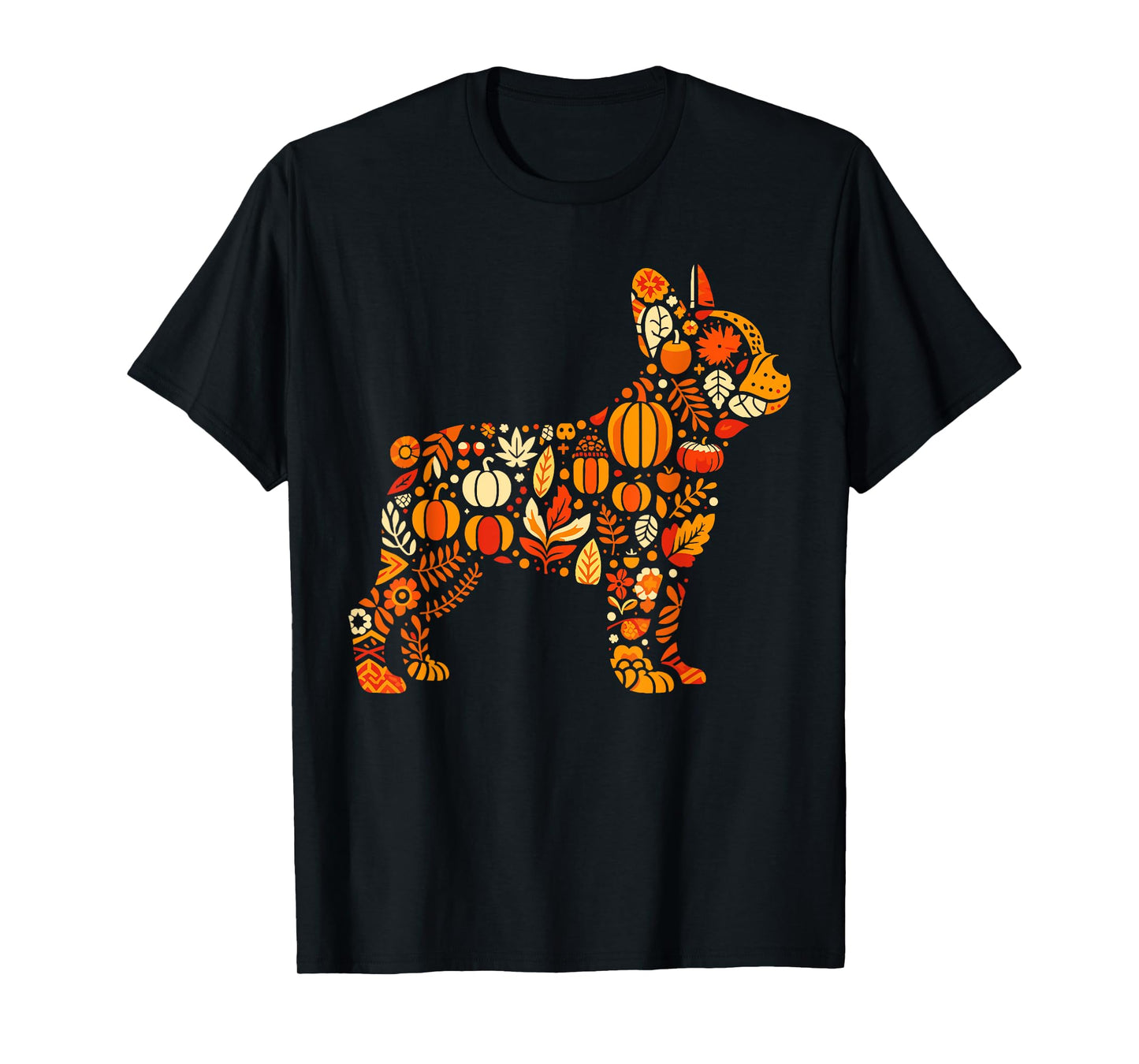 Autumn Pumpkin French Bulldog Thanksgiving Womens Mens Kids T-Shirt