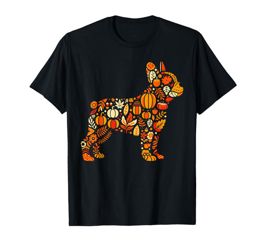 Autumn Pumpkin French Bulldog Thanksgiving Womens Mens Kids T-Shirt