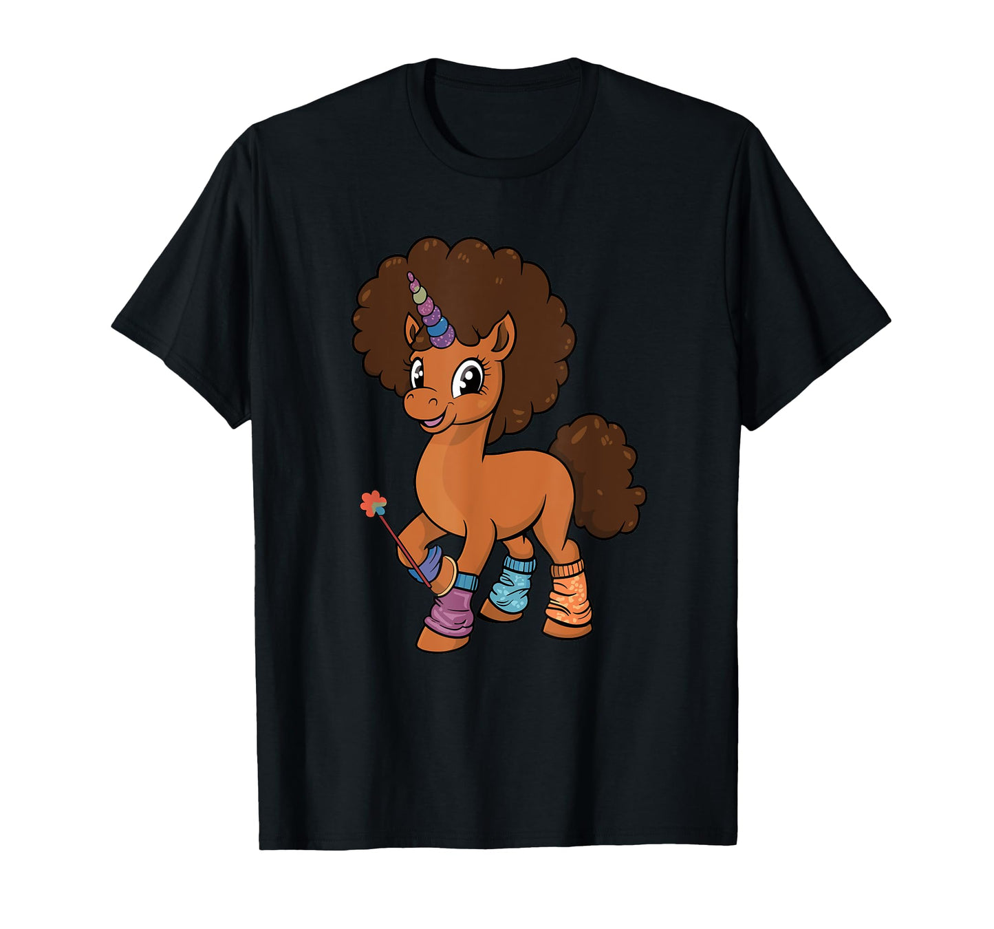 Unicorn With Afro Costume Toddler Girls Melanin African Kids T-Shirt