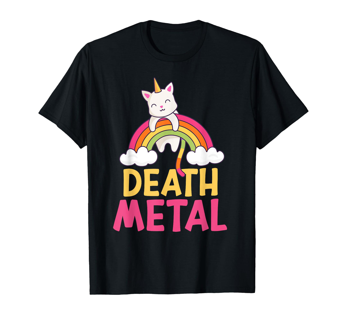 Funny Colorful Death Metal Rainbow Cat Unicorn Unicat T-Shirt