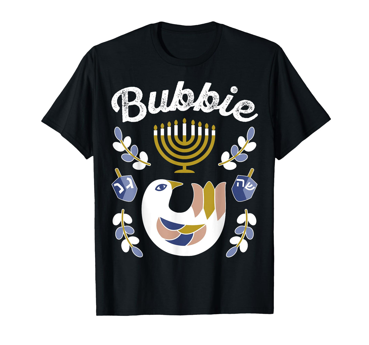 Matching Family Hanukkah Pajama Top Dreidel & Menorah Bubbie T-Shirt