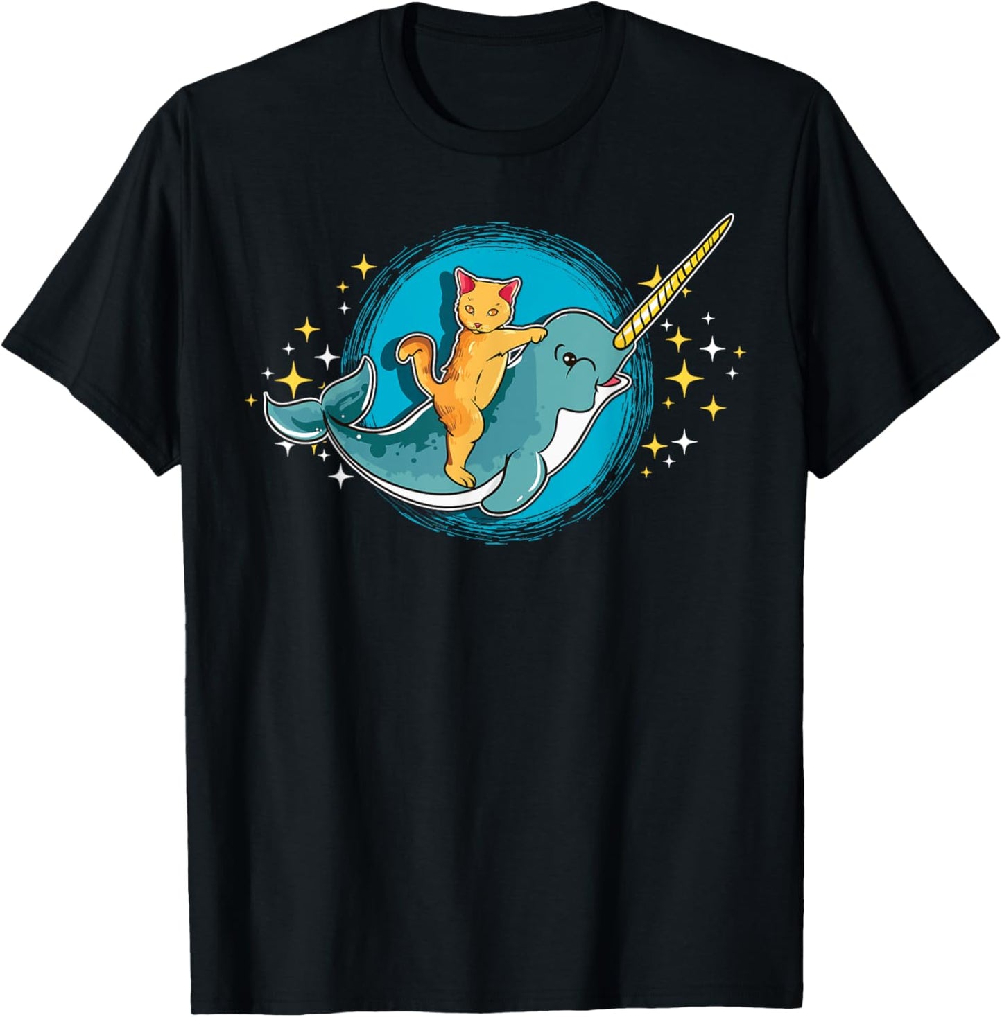 Cat Riding Narwhal Shirt Cat T Shirt Narwhal Shirt Narwhal T-Shirt
