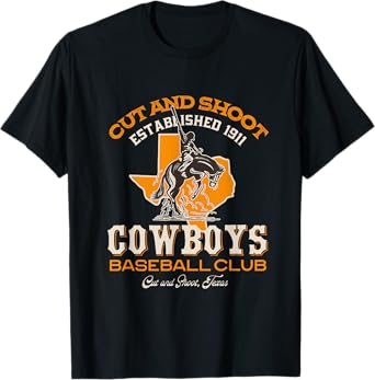 Cut and Shoot Texas Cowboys Retro Minor League Baseball Team T-Shirt