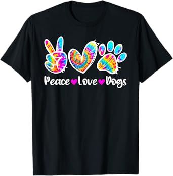 Cute Peace Love Dogs Tie Dye Dog Paw Dog Mom Mothers Day Men Women Kids T-Shirt