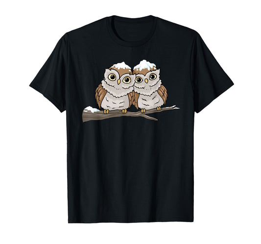 Christmas Owl Tshirt Snow Bird Watching Gift Shirt Cute Owls T-Shirt