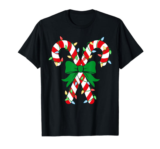 Candy Cane Crew Christmas Lights Family Matching Pajamas T-Shirt