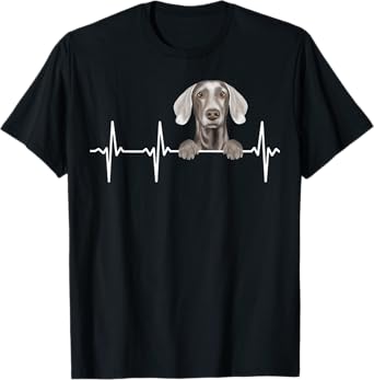 Funny Dog Heartbeat For Weimaraner Lovers T-Shirt for Men Women Girls Kids