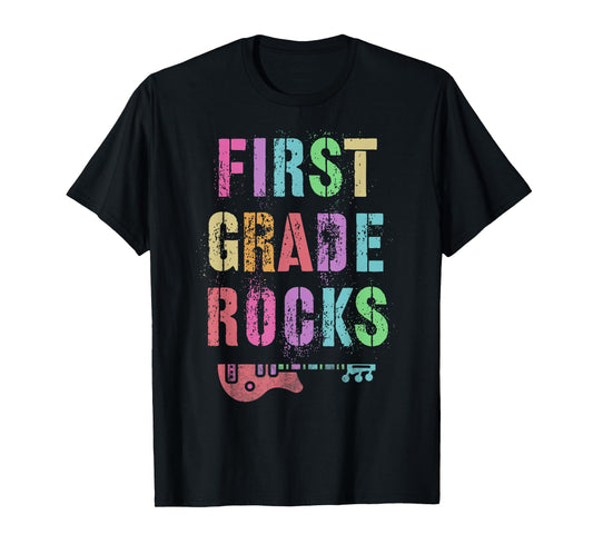Hello 1st GRADE ROCKS Teacher Team FIRST Gr Vibes Rockstar T-Shirt for Men Women Kids
