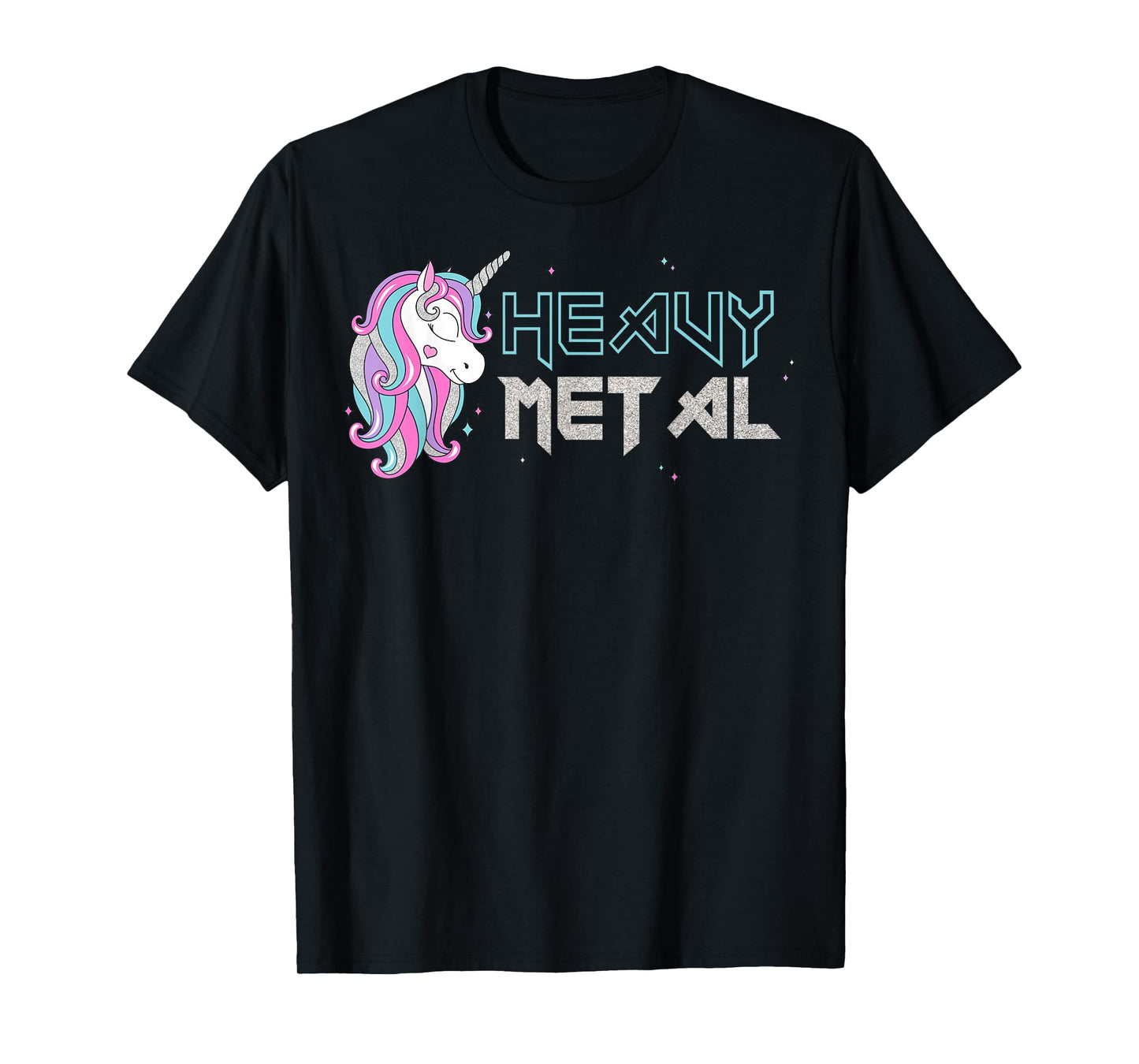 Funny Unicorn Shirt, Ironic Cool Unicorn Heavy Metal Music T-Shirt