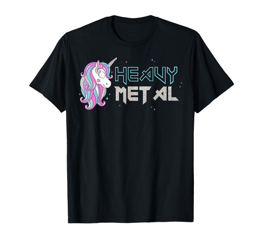 Funny Unicorn Shirt, Ironic Cool Unicorn Heavy Metal Music T-Shirt