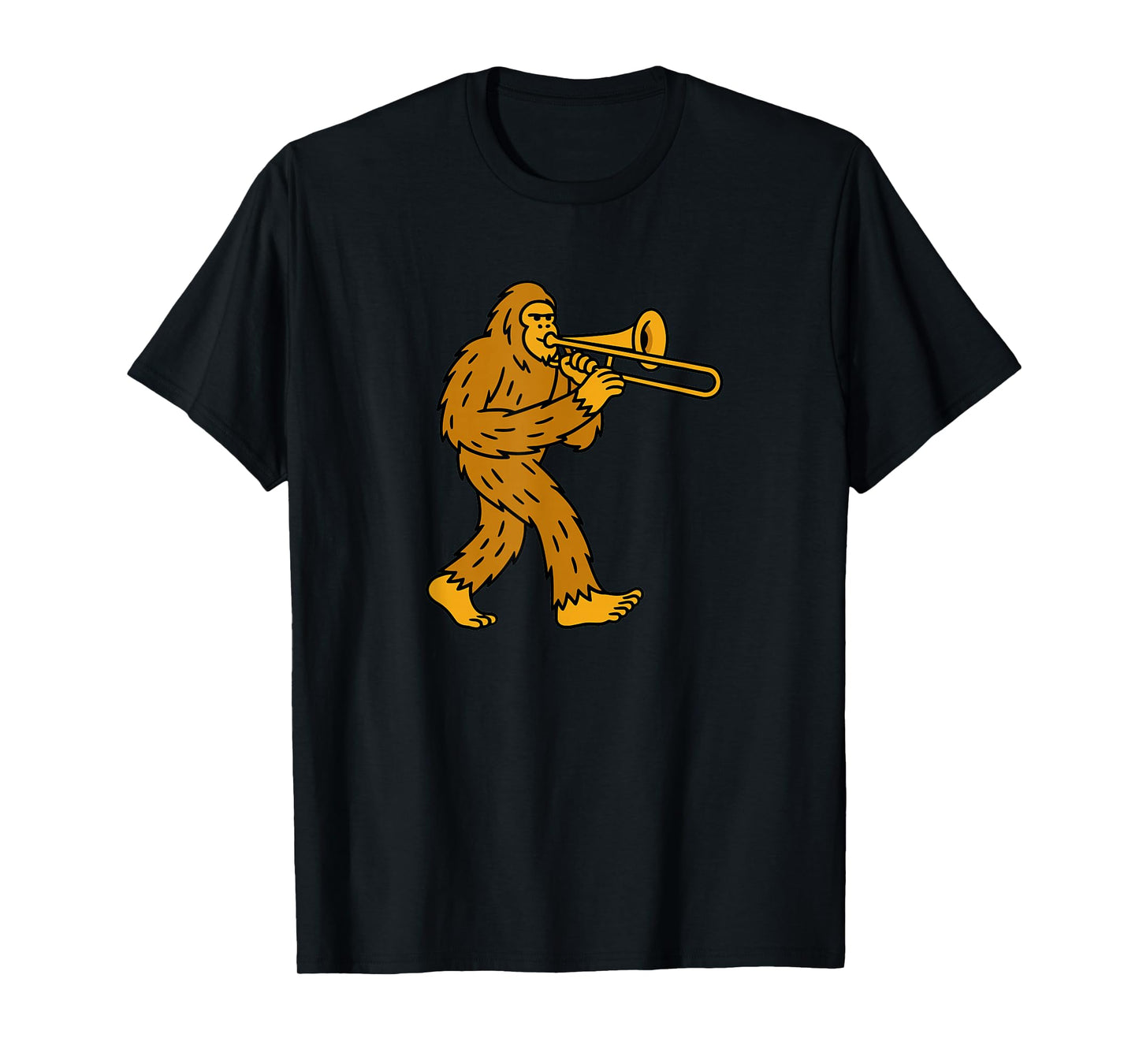 Bigfoot Playing Trombone Instrument Band - Sasquatch T-Shirt