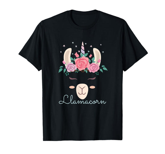 Cute Flowers Lamacorn Llama Unicorn Kawaii Flowers Llama T-Shirt