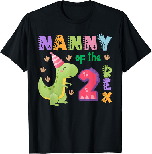 Nanny of the Two Rex Birthday Dinosaur Family Matching T-Shirt