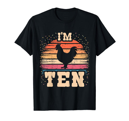 Chicken 10 Year Old Birthday Boy Girl 10th Chicken Birthday T-Shirt