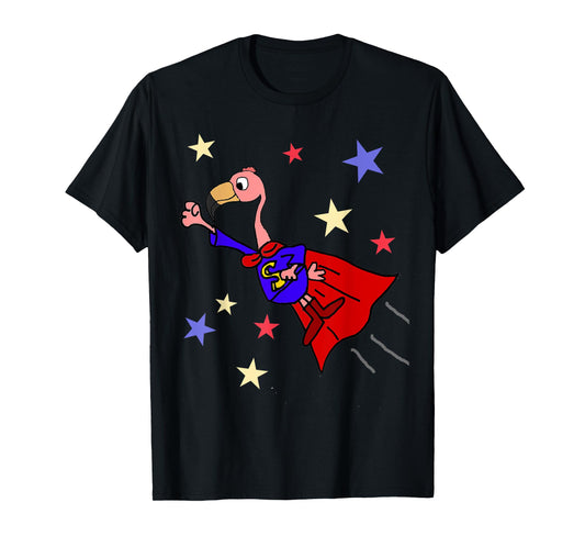 SmileteesFunny Funny Flamingo Flying Superhero T-shirt T-Shirt