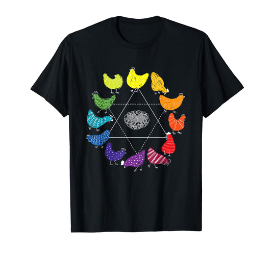 Chicken Themed Color Wheel Educational Art Teacher Artist Men Women Girls Kids T-Shirt