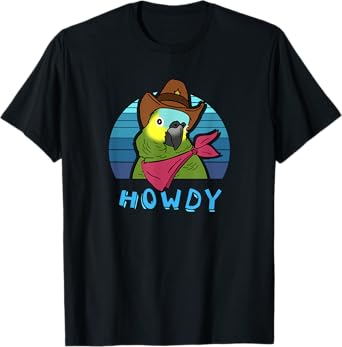 Aesthetic Howdy Parrot Funny Cowboy Blue Fronted Amazon Bird T-Shirt