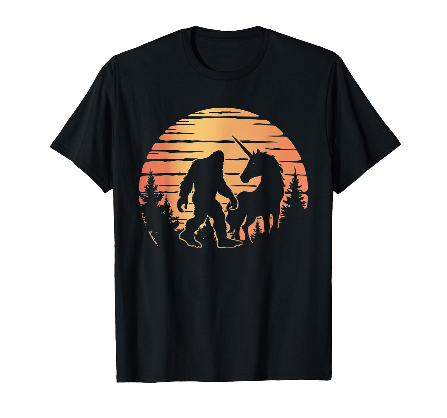 Bigfoot And Unicorn For Men Women And Kids! Retro Sasquatch T-Shirt