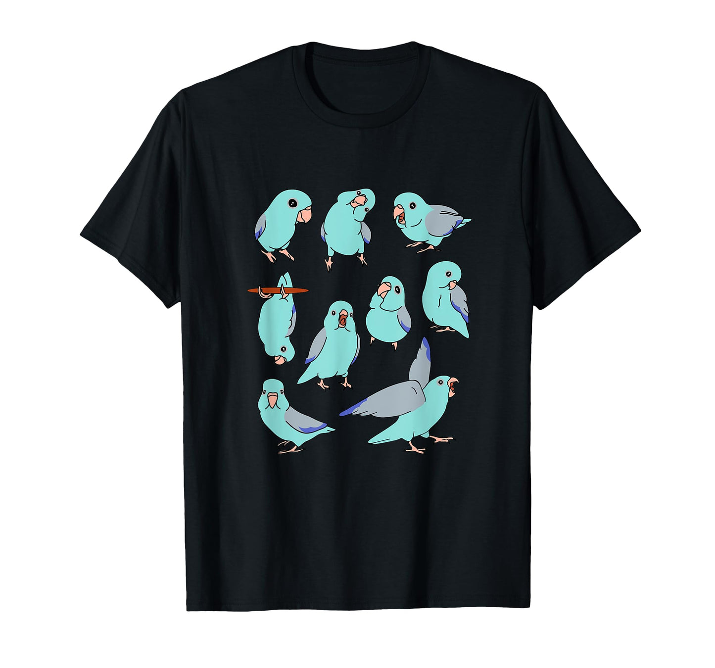 Cute Blue Fallow Parrotlet Pattern Pacific Parrot Doodle T-Shirt