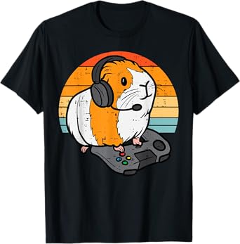 Guinea Pig Gamer Retro Video Gaming Cavy Men Boys Kids Youth T-Shirt