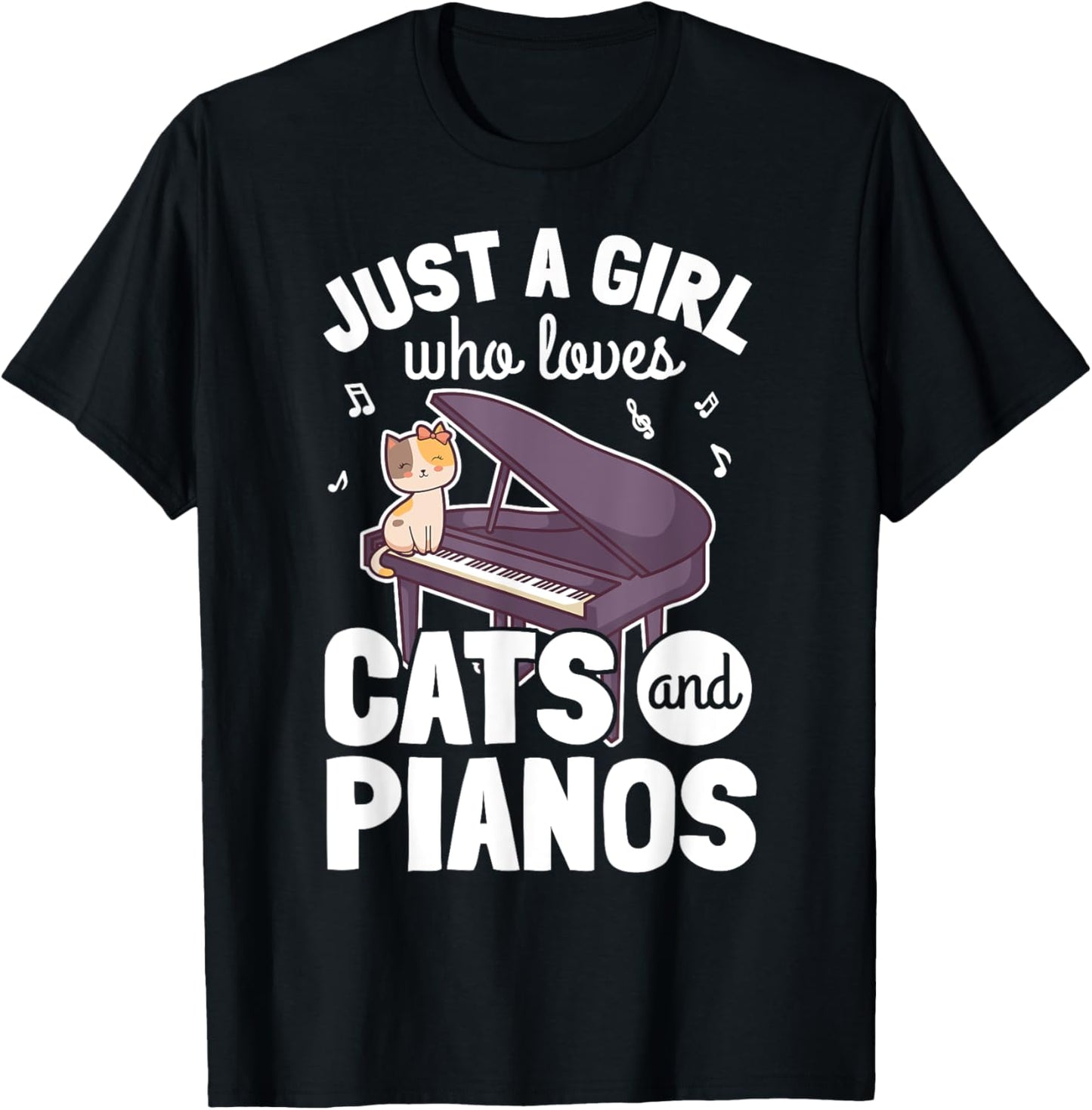 Funny Piano Girl Player Pianist Woman Musician I Cat T-Shirt